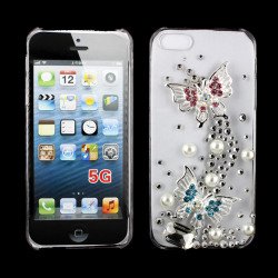 iPhone 5S 5 3D Clear Crystal Diamond Case (Double Butterfly)